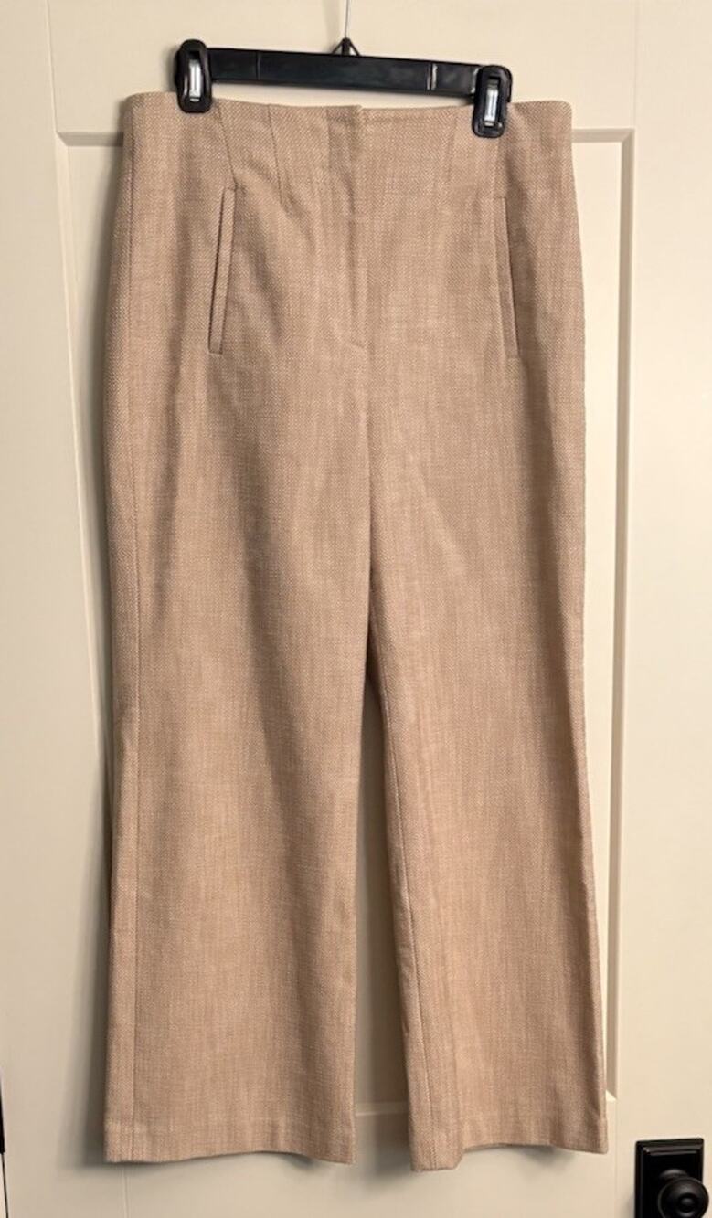 Veronica Beard Sz 8 Tan Wide Leg Crop Pants Cotton Blend